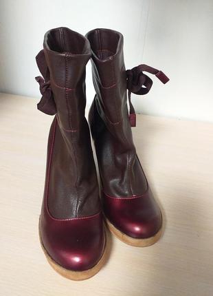 Кожаные женские ботинки ботильены полусапожки на небольшом каблуке4 фото