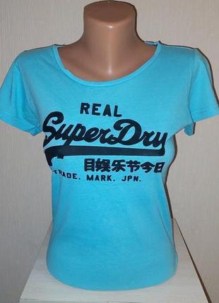 Модная голубая футболка real superdry trade. mark, made in turkey, молниеносная отправка