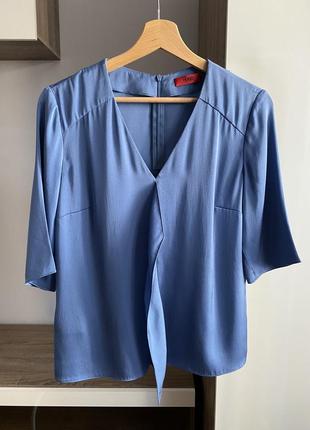 Hugo boss синяя шелковая блуза1 фото