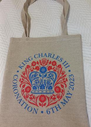 👑 сумка-шопер👑 коронація короля чарльза 3 єко торба
