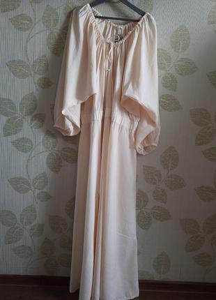 Длинное платье h&m conscious из смеси лиоцелла tencel ™ и органического льна.6 фото