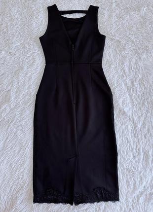 Черное платье h&m с кружевными вставками7 фото