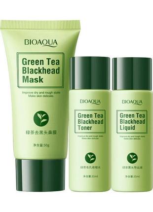 Набор от черных точек на основе экстракта зеленого чая bioaqua green tea blackhead1 фото