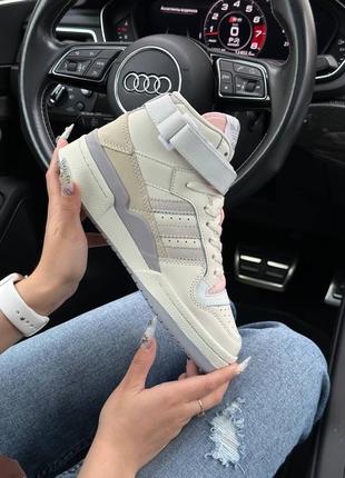 Женские кроссовки boston adidas originals forum 84 mid milk grey pink4 фото