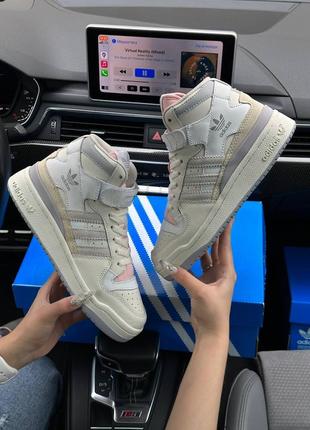 Женские кроссовки boston adidas originals forum 84 mid milk grey pink6 фото