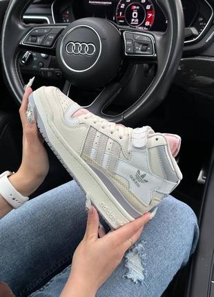 Женские кроссовки boston adidas originals forum 84 mid milk grey pink2 фото