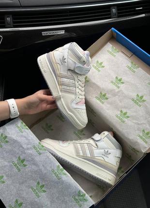 Женские кроссовки boston adidas originals forum 84 mid milk grey pink9 фото
