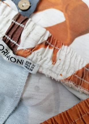 Мега стильні круті довгі широкі яскраві штани палаццо з фактурної лляної тканини з кишенями принт кл5 фото