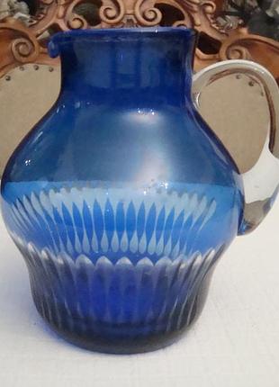 Кувшин кобальт цветное стекло ссср