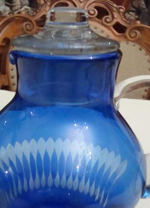 Кувшин кобальт цветное стекло ссср
