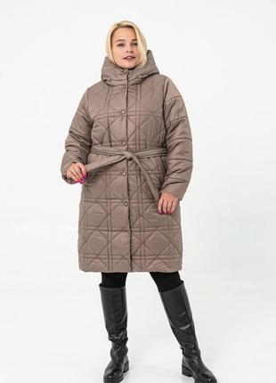 Зимнее женское пальто увеличенного размера гг. 50-58 цвета
