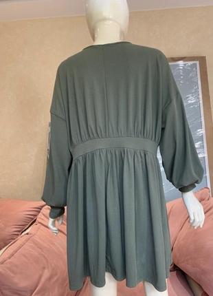Батал!!! платье туника блуза лапша оливкового цвета!!!3 фото