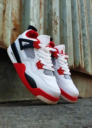 Nike air jordan 4 •white|black|red•1 фото