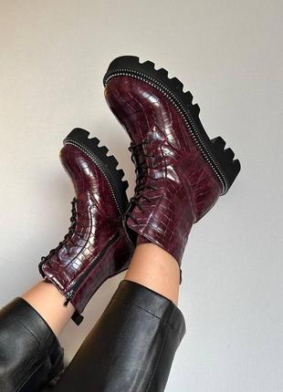 Женские ботинки бордо python boots burgundy10 фото