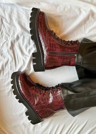 Женские ботинки бордо python boots burgundy4 фото