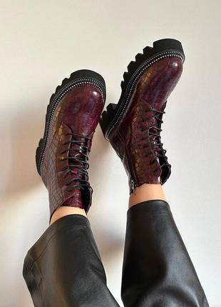 Женские ботинки бордо python boots burgundy7 фото