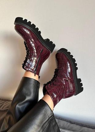 Женские ботинки бордо python boots burgundy5 фото