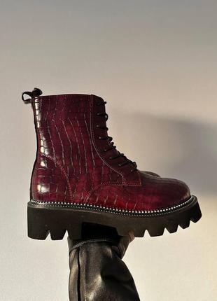 Женские ботинки бордо python boots burgundy8 фото