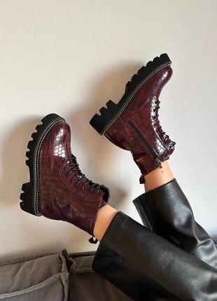 Женские ботинки бордо python boots burgundy2 фото