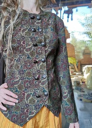 Винтажная блуза пиджак двубортная пейсли принт орнамент винтаж ретро stirling cooper летний жакет рубашка4 фото
