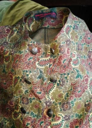 Винтажная блуза пиджак двубортная пейсли принт орнамент винтаж ретро stirling cooper летний жакет рубашка7 фото