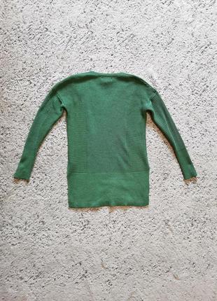 Удлиненный хлопковый, джемпер, свитер, зеленый джемпер9 фото