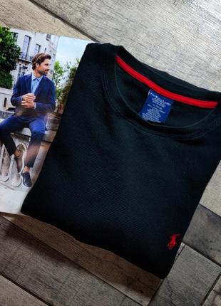 Чоловічий базовий бавовняний светр лонгслів polo ralph lauren у чорному кольорі розмір xl