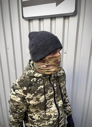Шапка мужская трикотаж серая