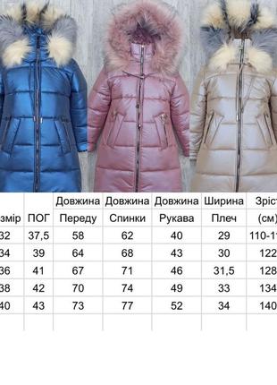 Зимняя длинная куртка - пальто для девочки, детская теплая парка с жемчужным переливом1 фото