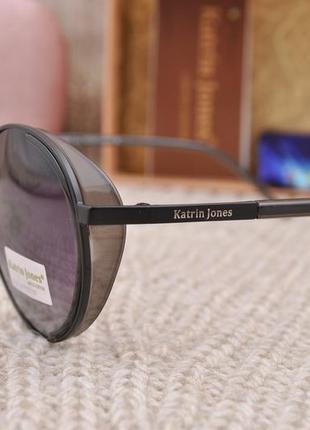 Фирменные круглые очки солнцезащитные katrin jones polarized kj0843 из боковой шорой3 фото