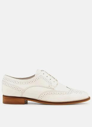 Кожаные белые женские туфли оксфорды в мужском стиле minelli 🇫🇷 richelieu - lorely...