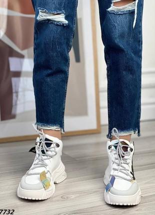 Крутые белые кроссовки ботинки кросівки на подошве mickey микки эко кожа еко шкіра5 фото