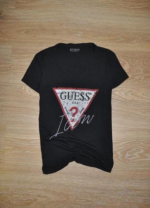 Бавовняна чорна футболка guess