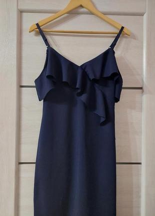 Базове синє плаття на бретельках у стилі zara