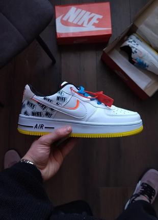 Nike air force low white+yellow and blue