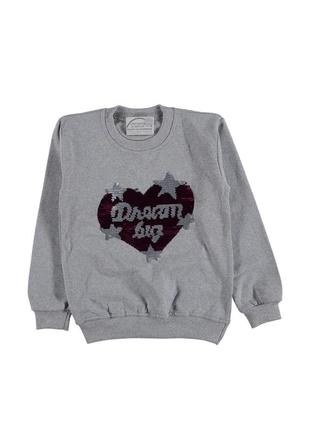 Реглан світшот для дівчинки з паєтками