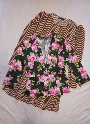 Пиджак жакет в цветочный принт1 фото