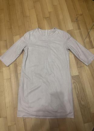 Нюдова міні-сукня тканина під замшу1 фото