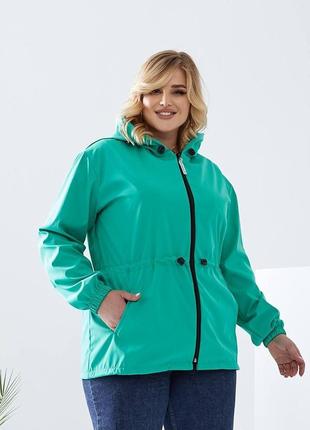 42-60р жіноча демісезонна куртка вітрівка батал великі розміри вітровка зелений салатовий яблоко2 фото