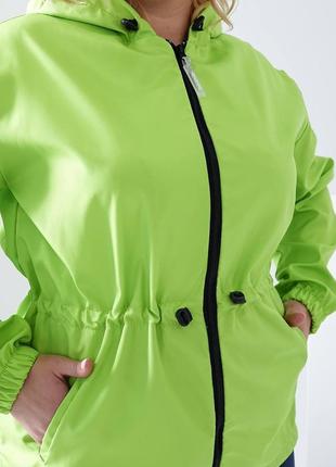 42-60р жіноча демісезонна куртка вітрівка батал великі розміри вітровка зелений салатовий яблоко3 фото