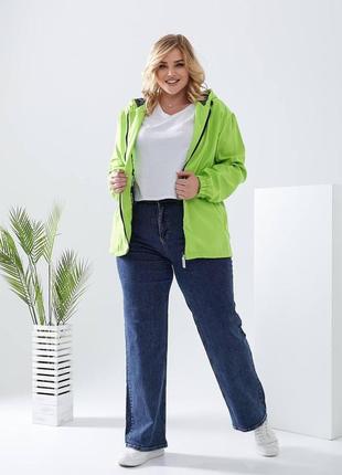 42-60р жіноча демісезонна куртка вітрівка батал великі розміри вітровка зелений салатовий яблоко6 фото