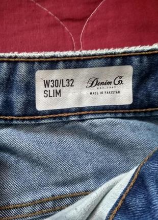 Чоловічі звужені джинси denim co, розмір w30/l32 slim s m l7 фото