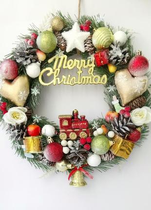 Венок новогодний. новогодний венок. венок на дверь.