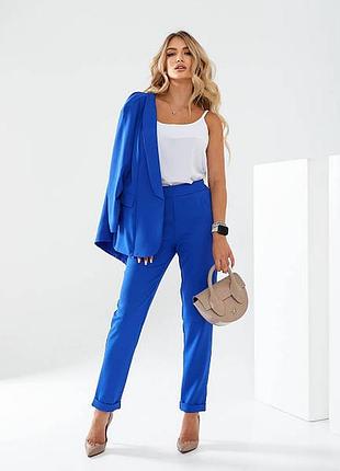 Стильный костюм 3 в 1му- белая блузка-майка, жакет, брюки! арт 455,электрик в наличии код...