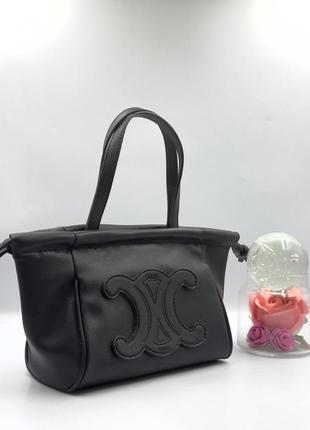 Сумка міні жіноча шкіряна сумка жіноча туреччина, жіноча сумка стилю celine селін натуральна шкіра чорна сумка на плече матеріал екошкіра туреччина1 фото