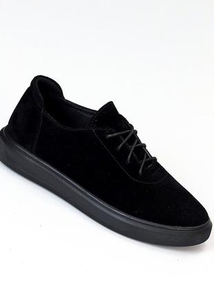 Черные замшевые демисезонные туфли натуральная замша классический дизайн3 фото
