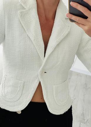 Пиджак жакет блейзер твидовый укороченный zara4 фото