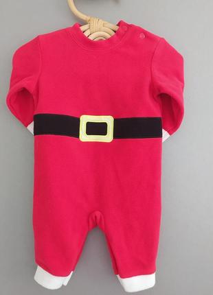 Зимний ромпер, комбинезон, человечек новогодний, праздничный для мальчика 0-3мес