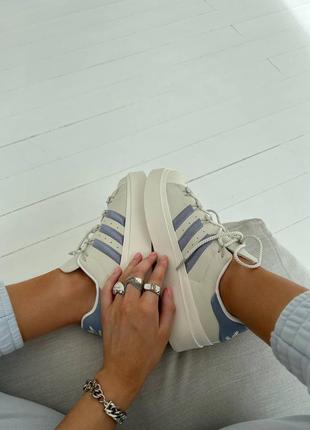 Кросівки adidas superstar beige violet. натуральна шкіра8 фото