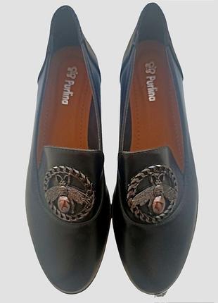 Женские туфли с брошью черные purlina 39 размер2 фото